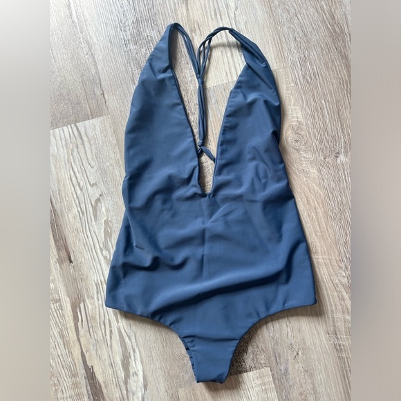 Mikoh blue deep plunge one piece swimsuit size small - Picture 3 of 8